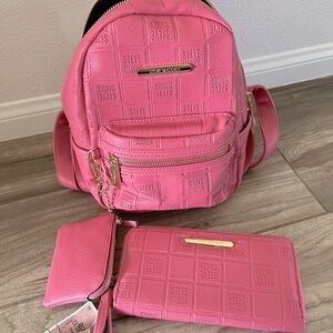 Hot pink Steve Madden back pack and wallet new